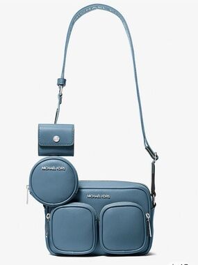 MICHAEL KORS JET SET LEATHER MEDIUM CROSSBODY WITH CASE FOR APPLE AIRPODS PRO